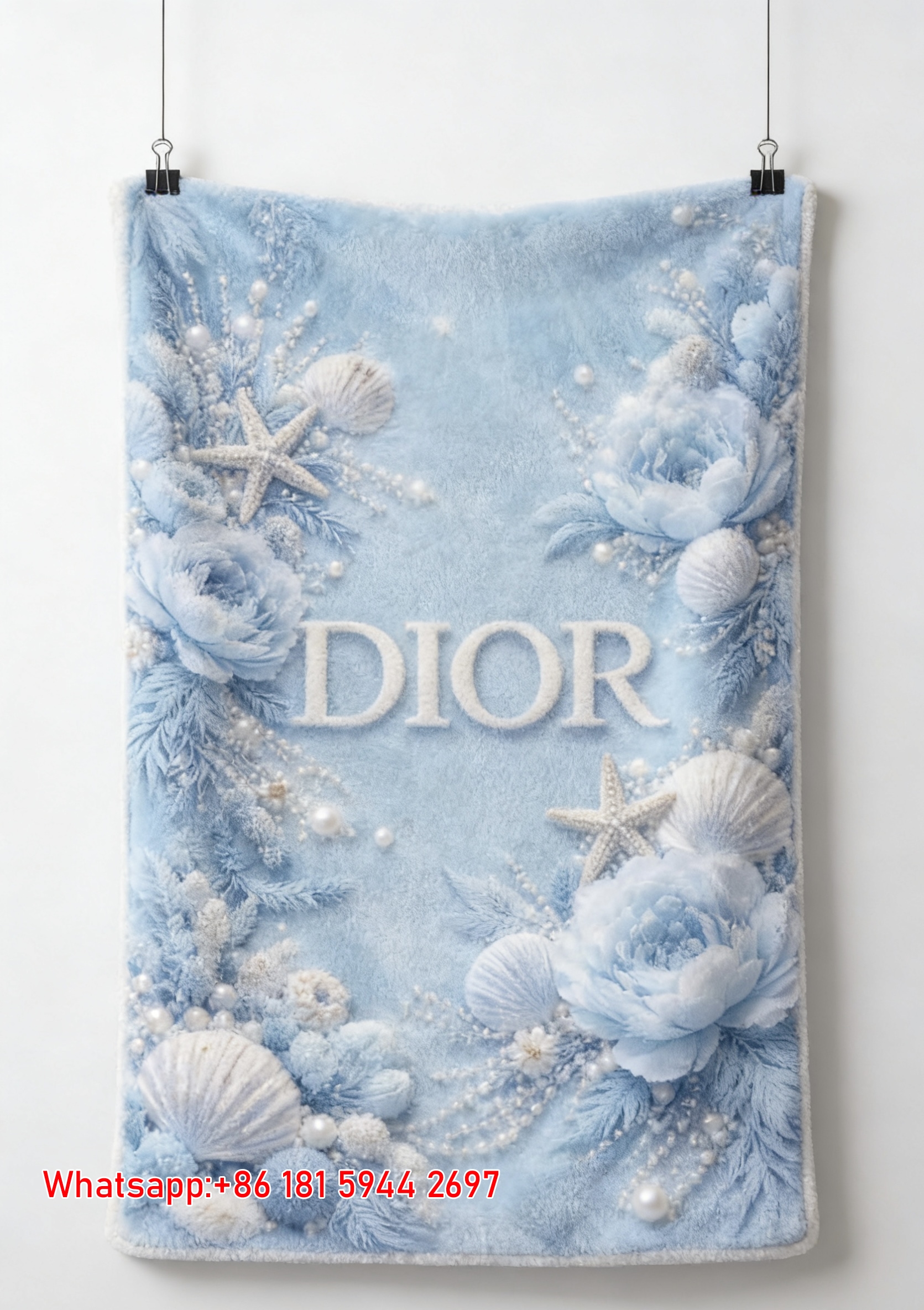 Dior Ocean Shell Floral Flannel Sofa Throw Blanket D213